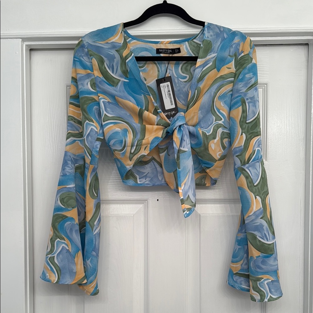 Y2K Multicolor Tie-Front Women's Top